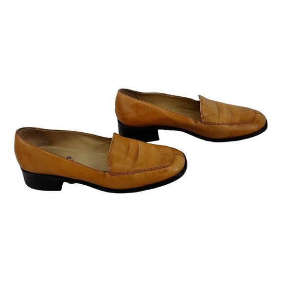 ANN TAYLOR LOFT Caramel Distressed Leather Slip-On Loafers 7M  Good Pre-Owned - Picture 3 of 9